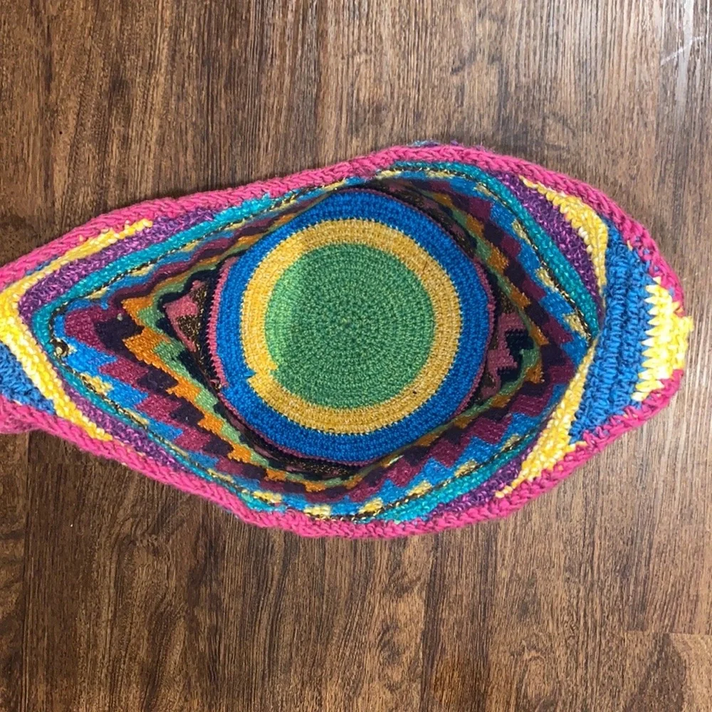 Hand Crochet Muli-colored Woven Hobo Bag